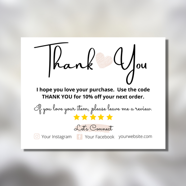 Printable Small Business Thank You Notes Neutral Branding – Cassie ...