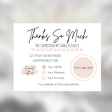 Printable Small Business Thank You Notes Neutral Branding – Cassie ...