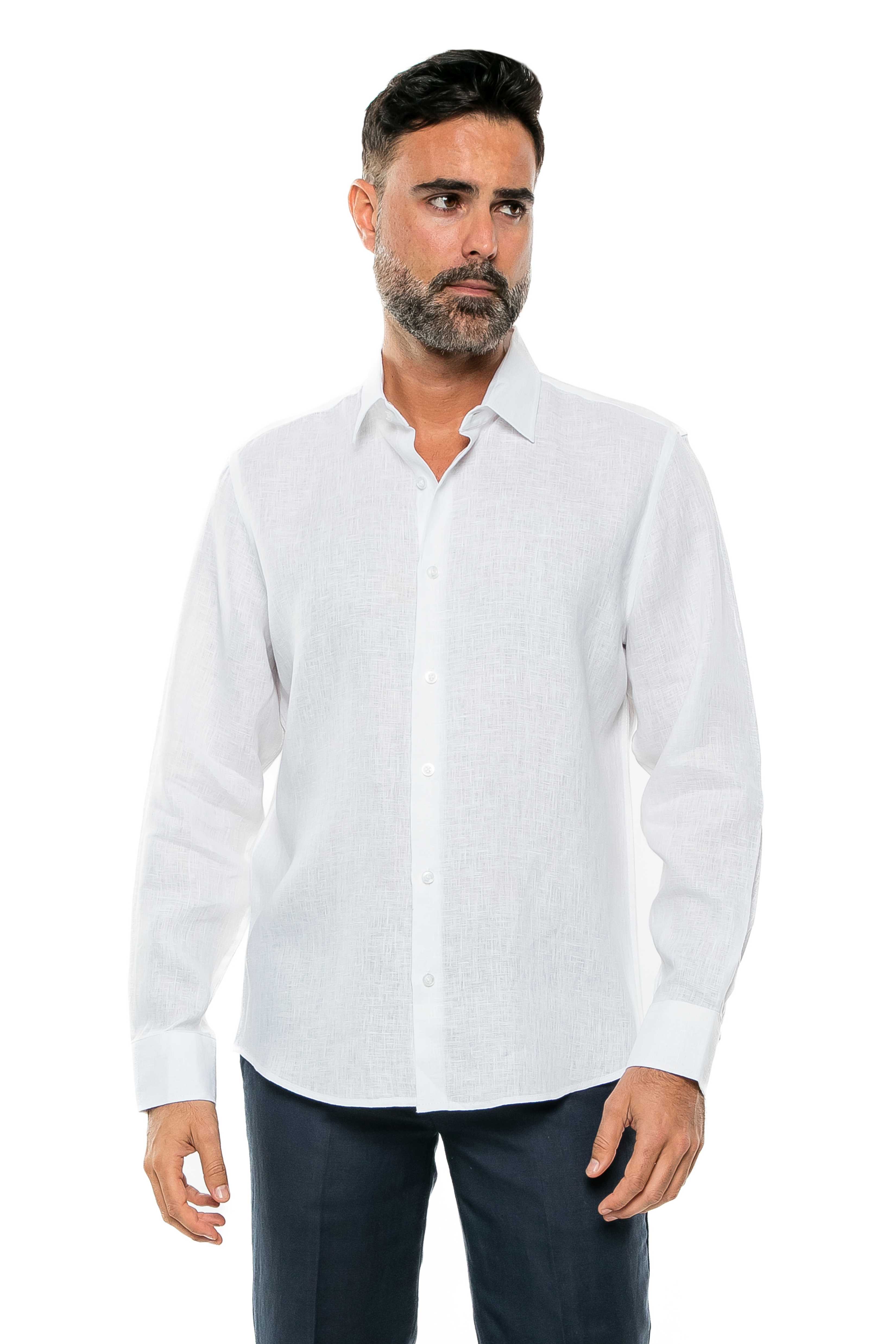 Linen Long Sleeve Mandarin Collar Shirts. Pull on Long Shirt Made by OFFON  CLOTHING -  Canada