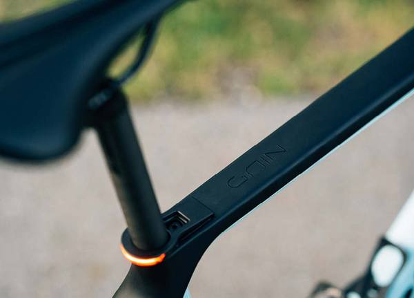 Orbea Gain carbon road ebike with carbon seatost and rear taillight | Ebike Studio