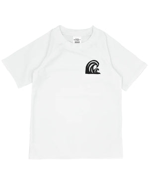 Feather 4 Arrow In the Barrel Short Sleeve Rash Guard Top in White - Lively Kids
