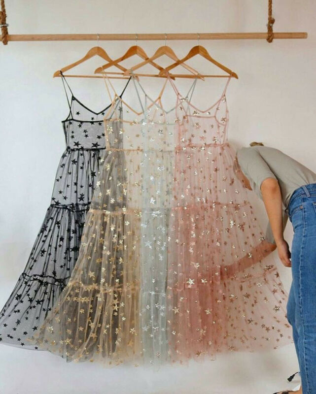 Luxe Festival Glitter Star Sheer Maxi Dress – Luxe Festival Wear