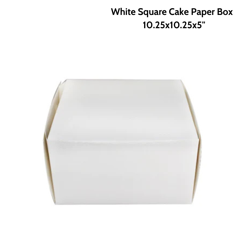 White Square Cake Paper Box Pastry Box | 10.25x10.25x5"