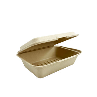 World Centric No Tree Folded Takeout Containers, 95 oz, 6.5 x 8.7 x 3.5, Natural, Sugarcane, 160/Carton