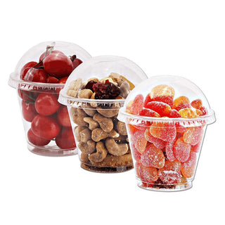 Fabri-Kal Greenware 12 oz. Compostable Clear Plastic Parfait Cup with 4 oz.  Insert and Dome Lid - 100/Pack