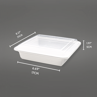 38oz White Microwavable Food Storage Rectangular Container with Lids –  EcoQuality Store