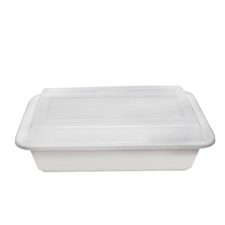 Choice 48 oz. White 9 Round Microwavable Heavy Weight Container with Lid -  150/Case