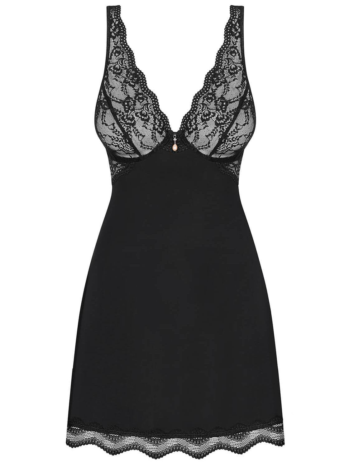 Black Lace & Microknit Babydoll Slip – Lingerie Seduction