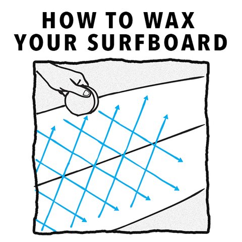 diagonal lines of wax across a surfboard