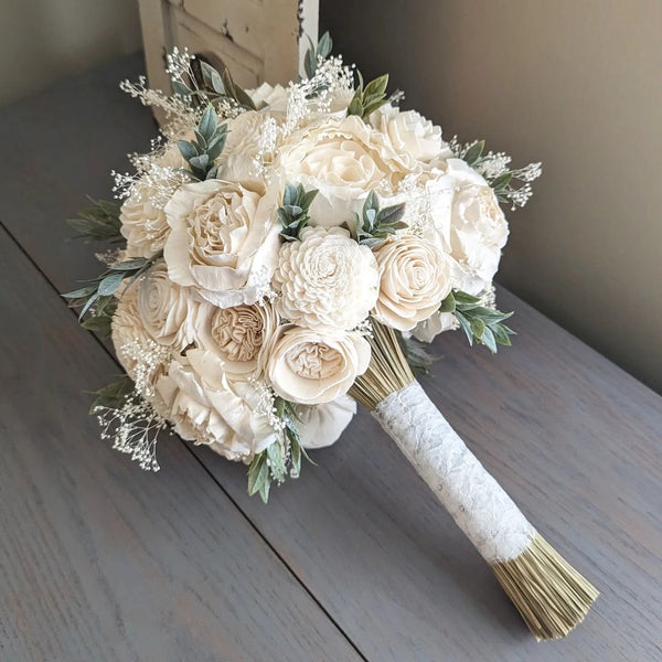 Faux Green and White Baby's Breath Flower Bouquet + Reviews