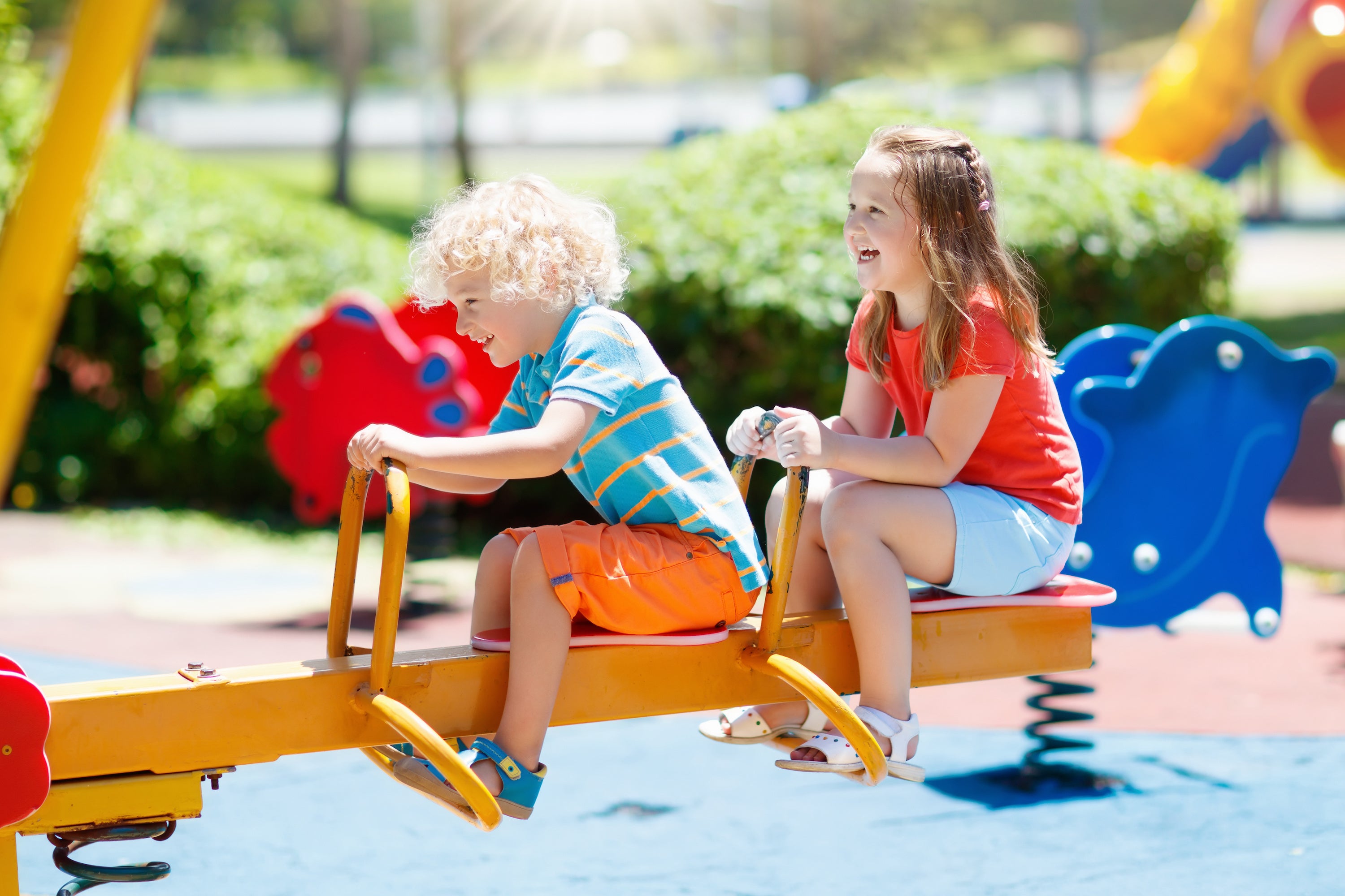 Kids Playing Outside at Children's Outdoor Playground with Kids Swings Fun  Children Activities 