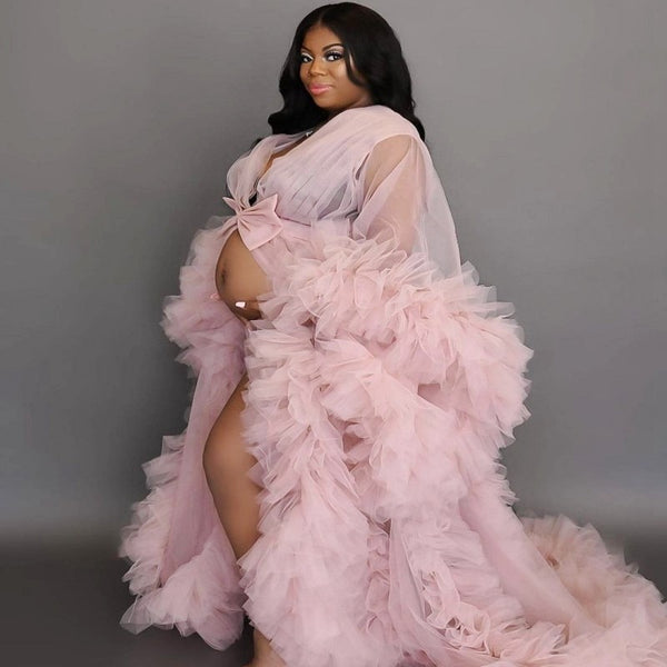 Maternity Dresses for Photoshoot Puffy Ruffles Tulle Pregnancy