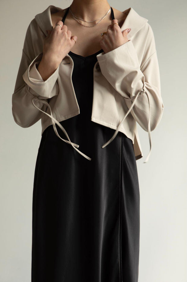 Design sleeve cropped jacket - Ivory - CISLYS