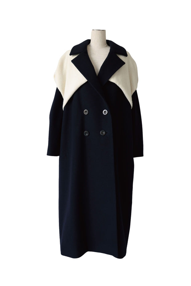 cislys Double chester cape wool coat-