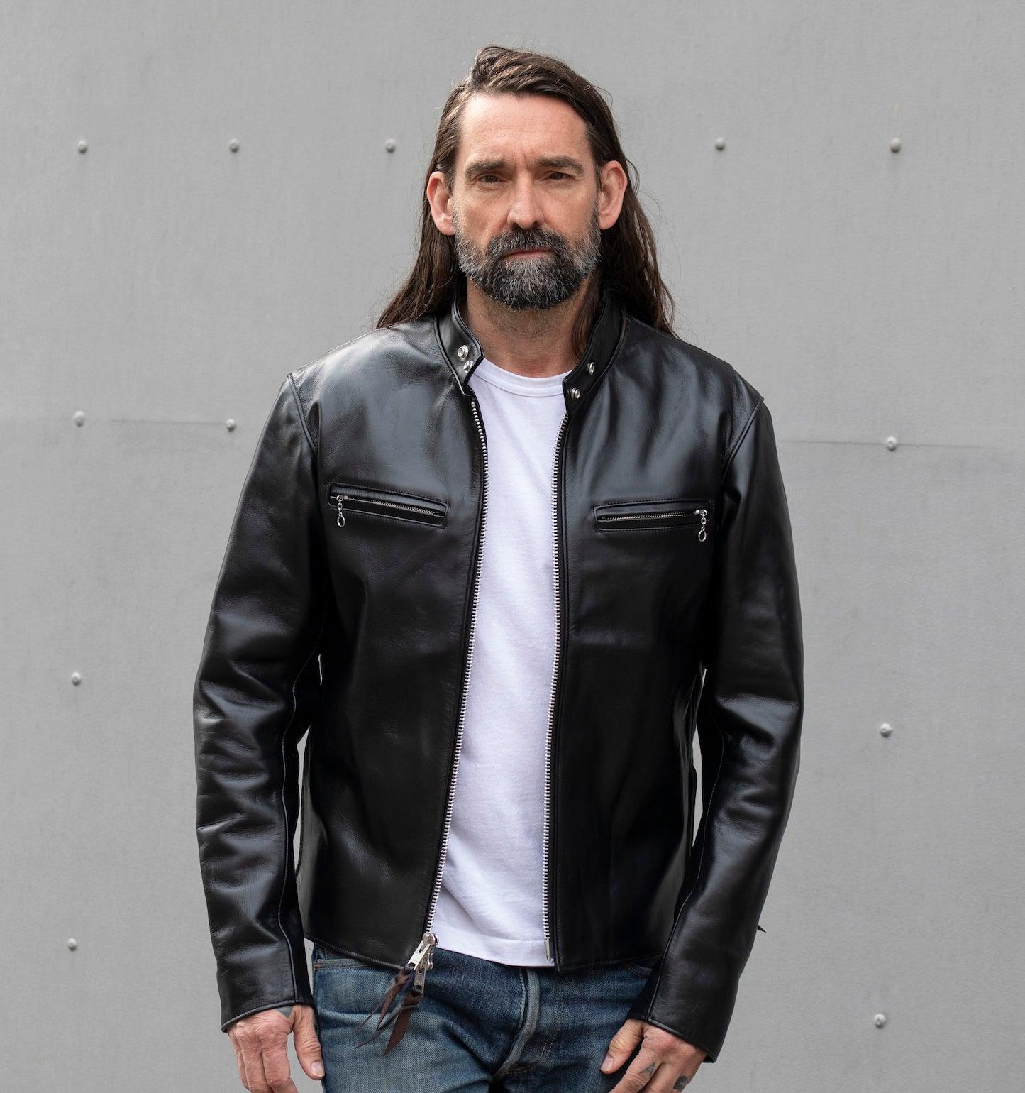 IHJ-35-BLK -Japanese Horsehide Rider’s Jacket - Black (Tea-Core Dyed)