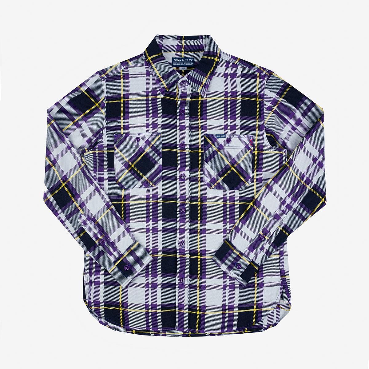 IHSH-382-PUR - 9oz Selvedge American Check Work Shirt - Purple