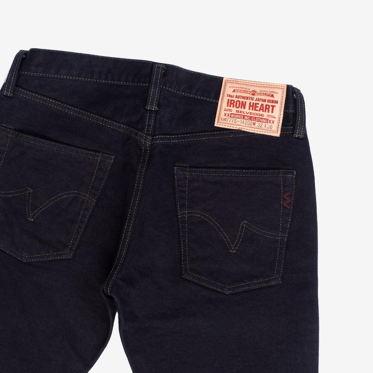 IH-777S-142od -  14oz Selvedge Denim Slim Tapered Cut Jeans - Indigo Overdyed Black