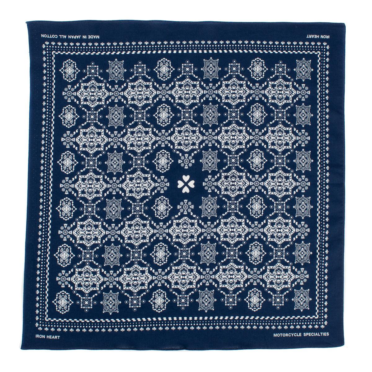 IHG-052-IND - Iron Heart “Bell” Print Bandana - Indigo