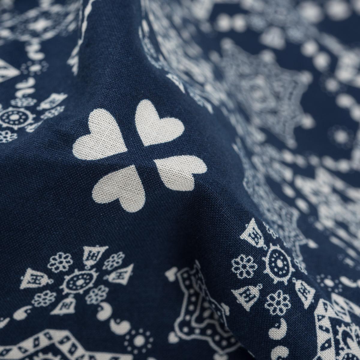 IHG-052-IND - Iron Heart “Bell” Print Bandana - Indigo