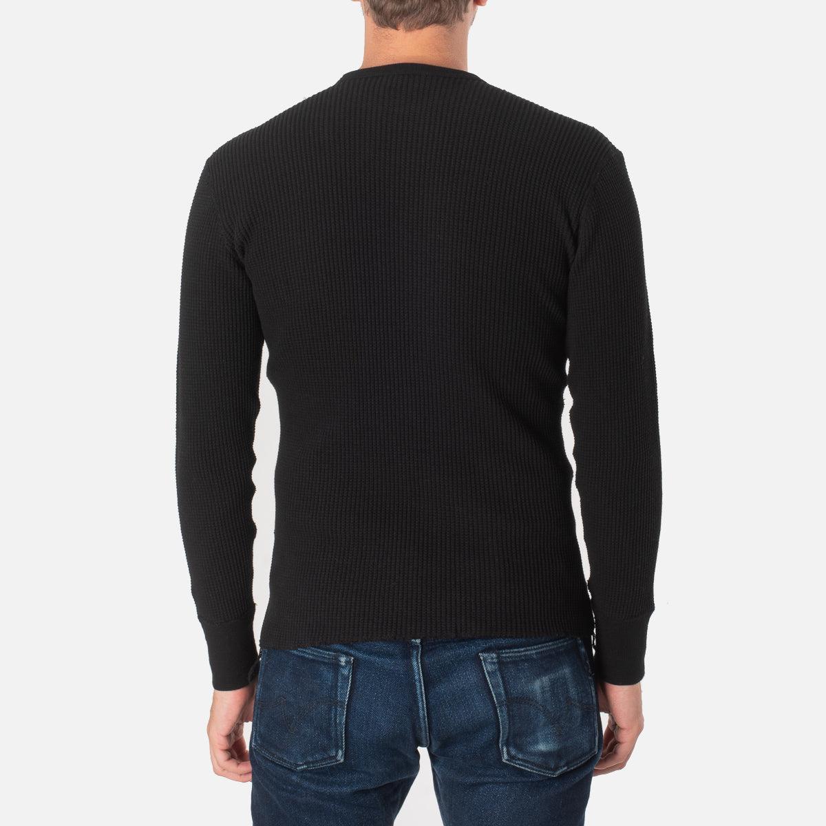 IHTL-1301-BLK - Waffle Knit Thermal Longsleeve Black