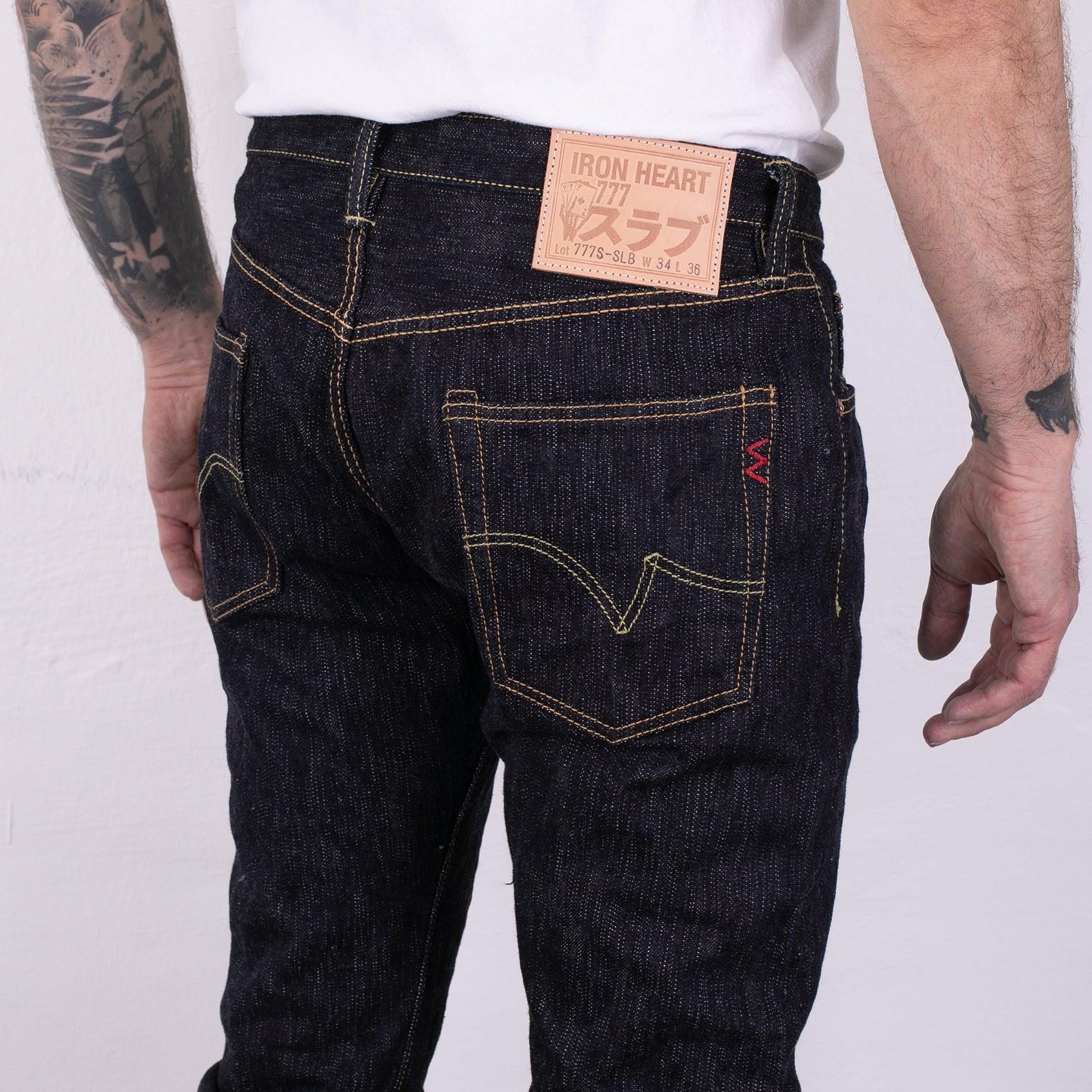 IH-777S-SLB - 16 oz Slubby Selvedge Denim Slim Tapered Cut Jeans Indigo