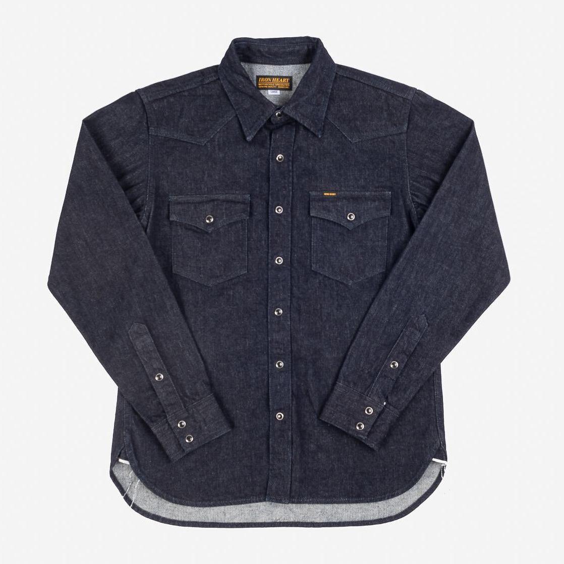 IHSH-33-T - 12oz Selvedge Denim Western Shirt With Tonal Stitching - Indigo