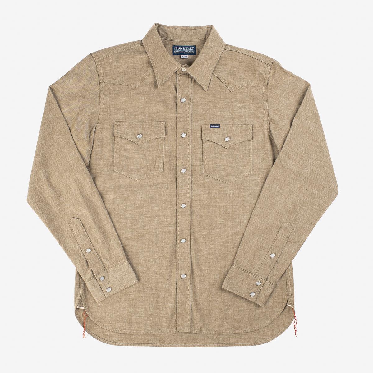 IHSH-315-KHA - Selvedge Chambray Western Shirt - Khaki