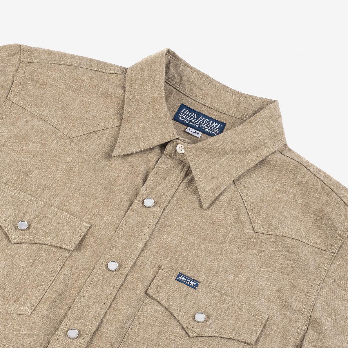 IHSH-315-KHA - Selvedge Chambray Western Shirt - Khaki