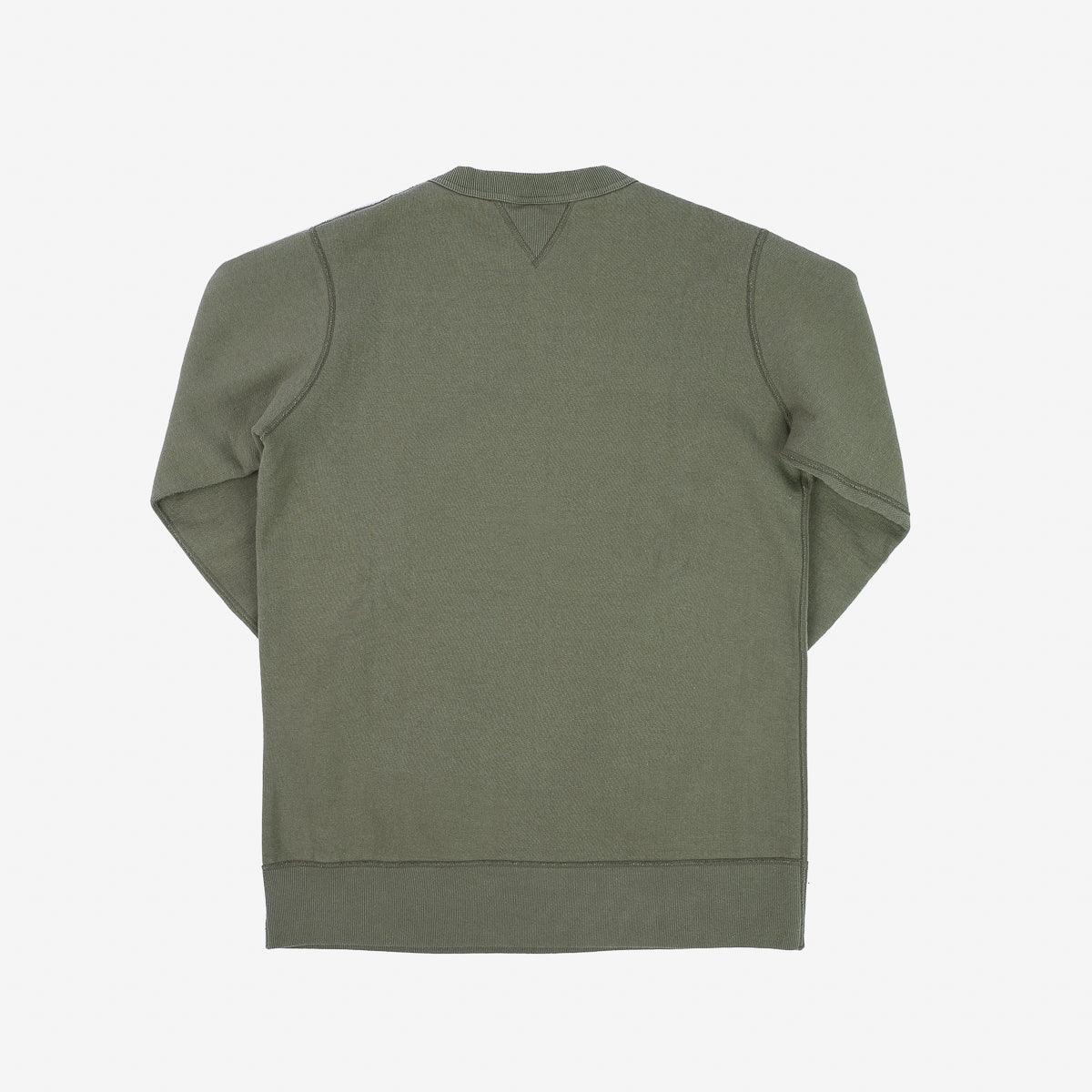 IHSW-69L-OLV - 14oz Ultra Heavyweight Loopwheel Cotton Crew Neck Sweat - Olive