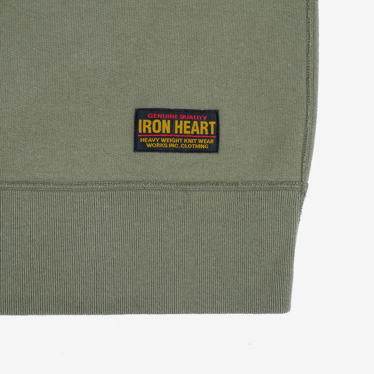 IHSW-69L-OLV - 14oz Ultra Heavyweight Loopwheel Cotton Crew Neck Sweat - Olive