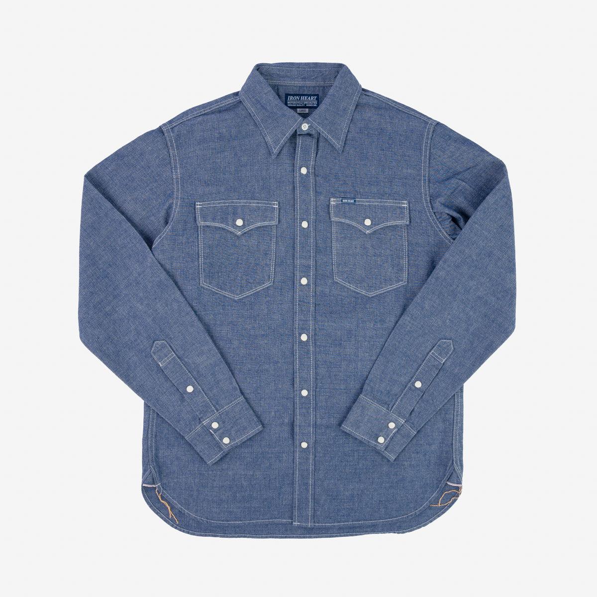 IHSH-13-BLU -  10oz Selvedge Chambray Single Yoke Western Shirt - Blue