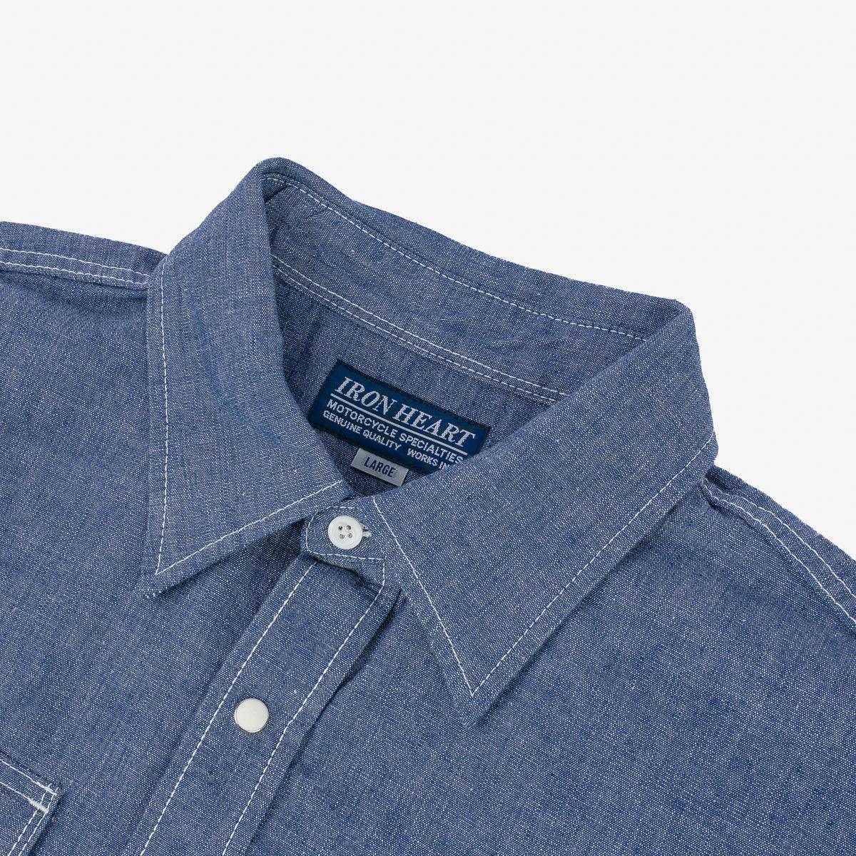 IHSH-13-BLU -  10oz Selvedge Chambray Single Yoke Western Shirt - Blue