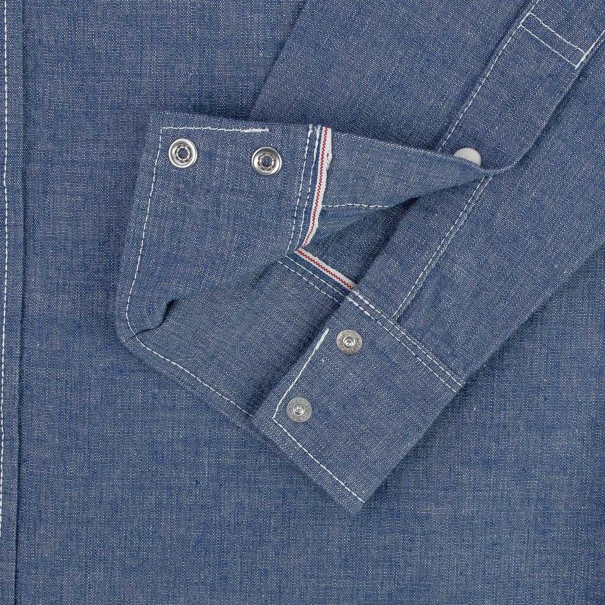 IHSH-13-BLU -  10oz Selvedge Chambray Single Yoke Western Shirt - Blue