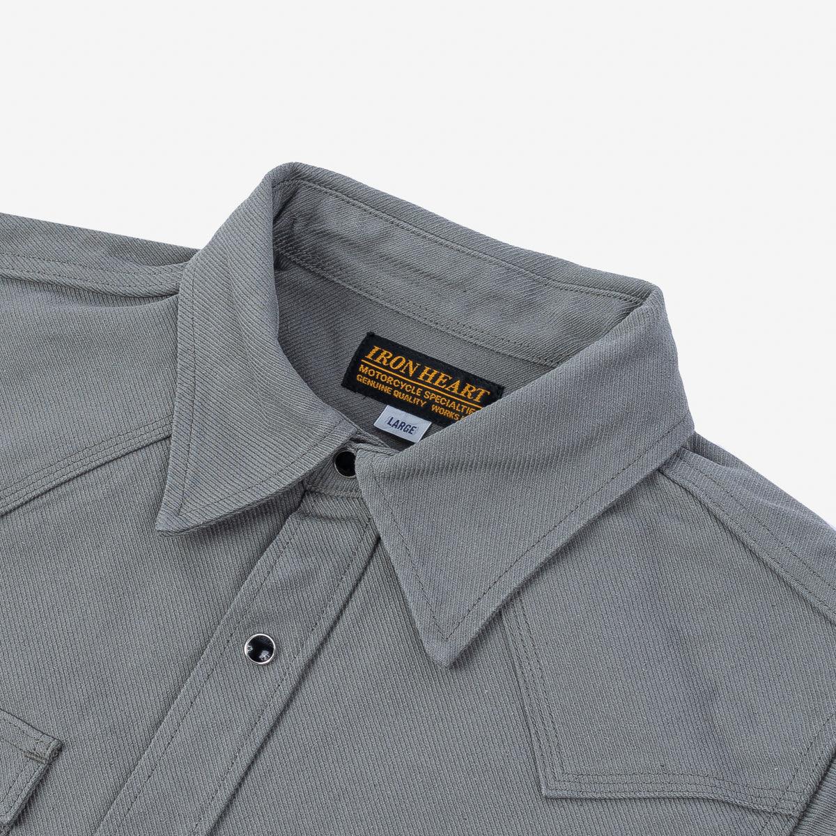 IHSH-235-GRY - 13oz Military Serge Western Shirt - Grey