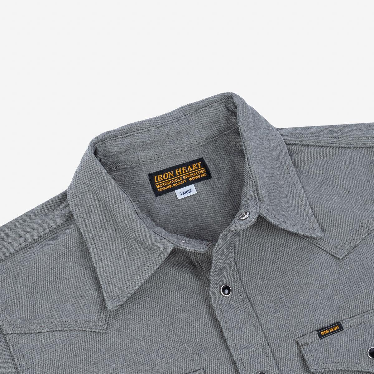 IHSH-235-GRY - 13oz Military Serge Western Shirt - Grey