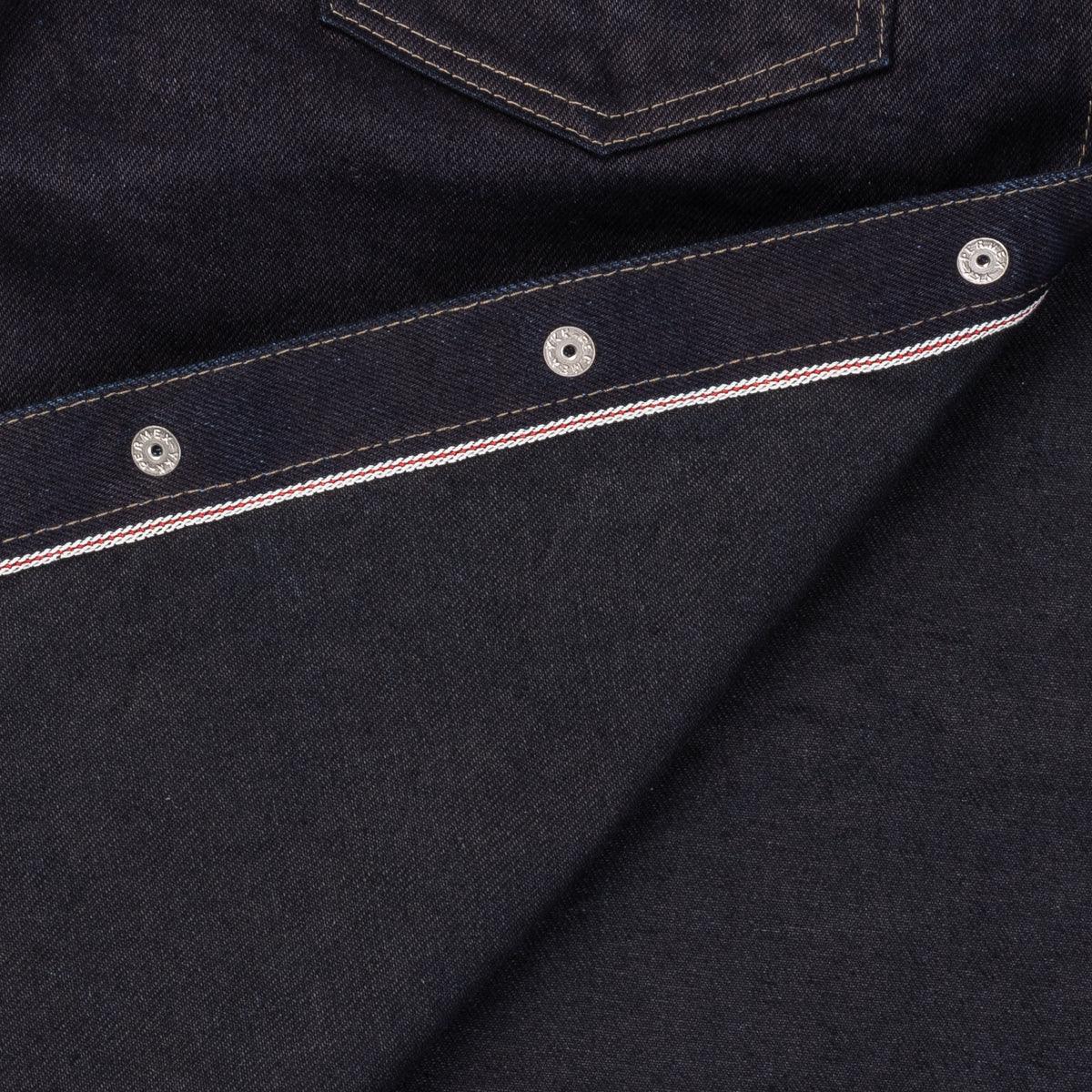 IHSH-295-IB - 14oz Selvedge Denim Western Shirt - Indigo/Black