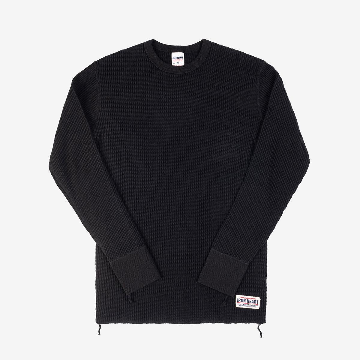 IHTL-1301-BLK - Waffle Knit Thermal Longsleeve Black