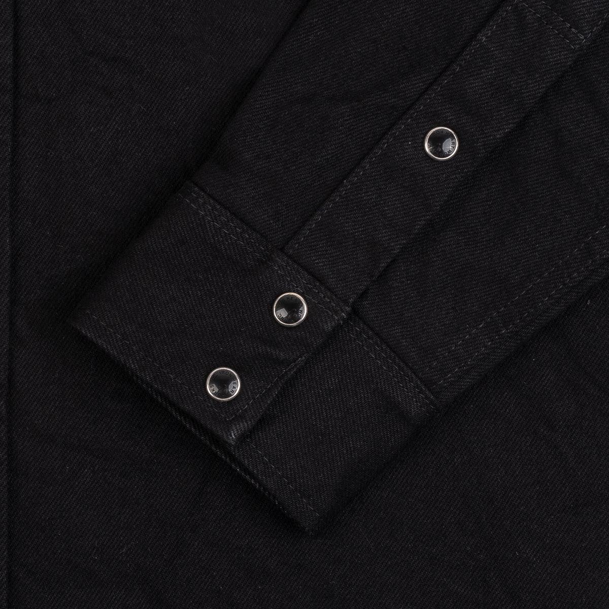 IHSH-295-BB - 14oz Selvedge Denim Western Shirt Black/Black