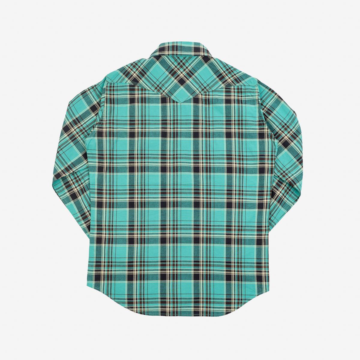 IHSH-355-GRN - 5oz Selvedge Madras Check Western Shirt - Green