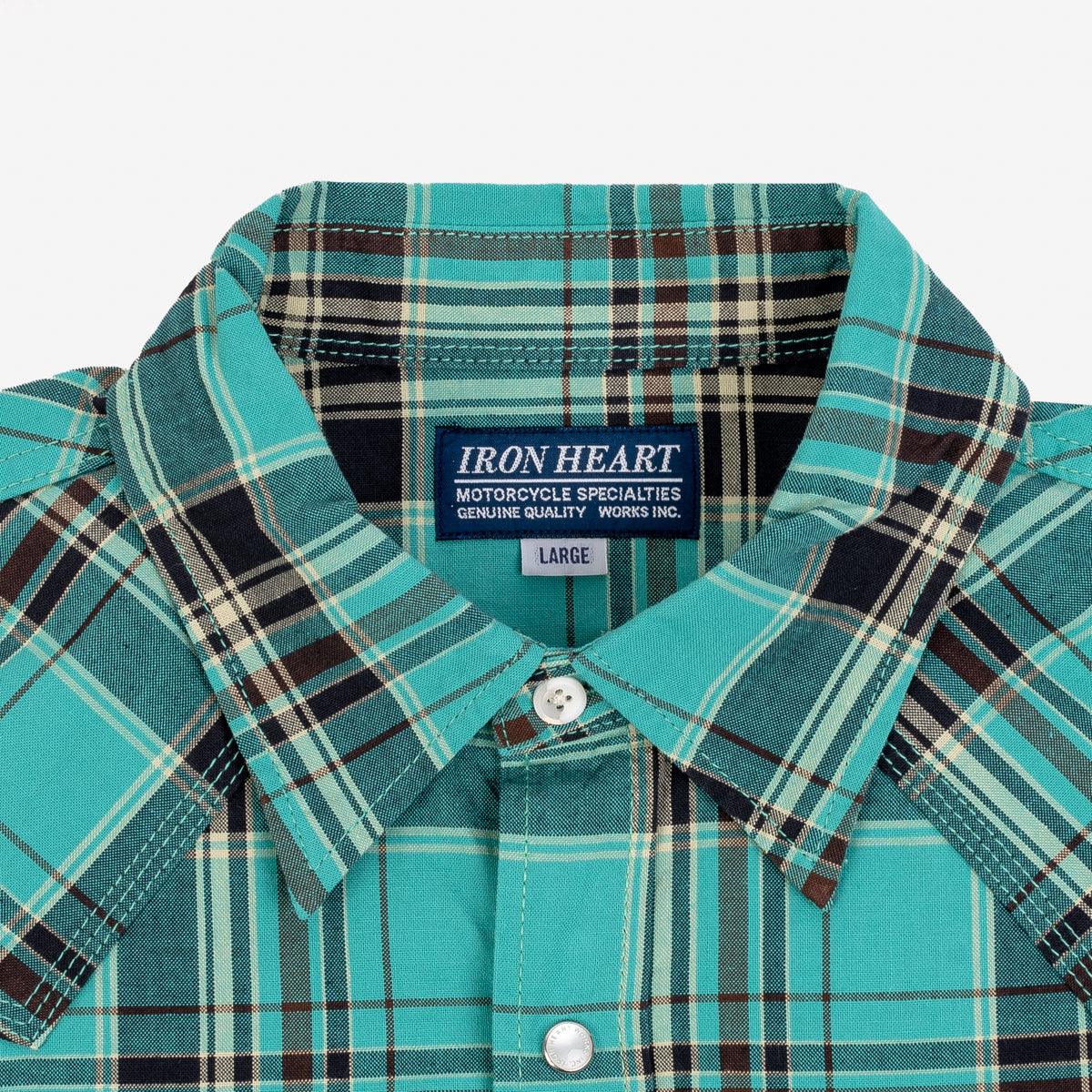 IHSH-355-GRN - 5oz Selvedge Madras Check Western Shirt - Green