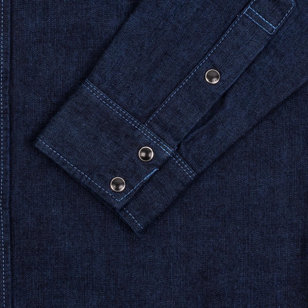 IHSH-352-BLU - 10oz Selvedge Denim Western Shirt - Indigo Overdyed Blue