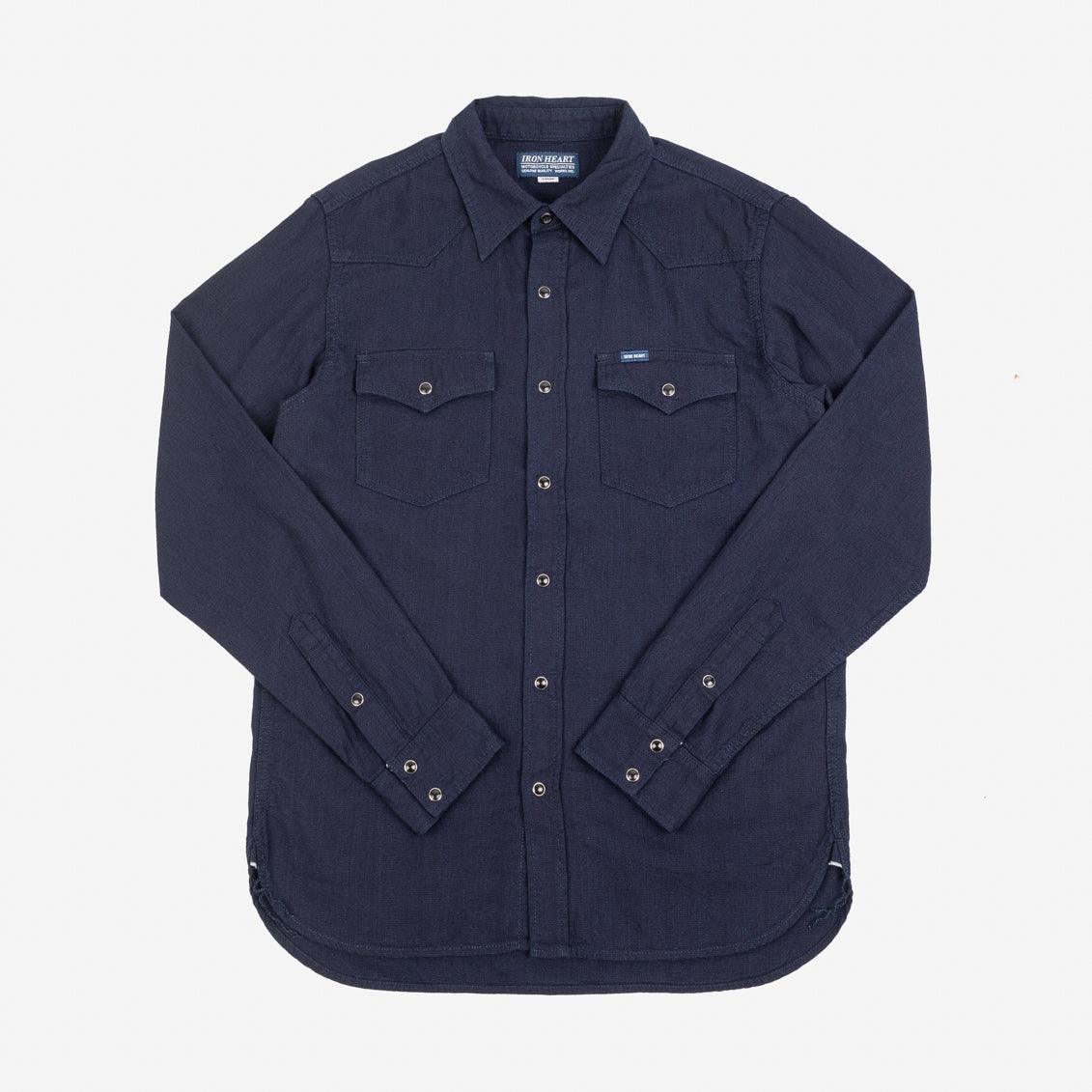 IHSH-357-IND - 5oz Dobby Cloth Western Shirt - Indigo