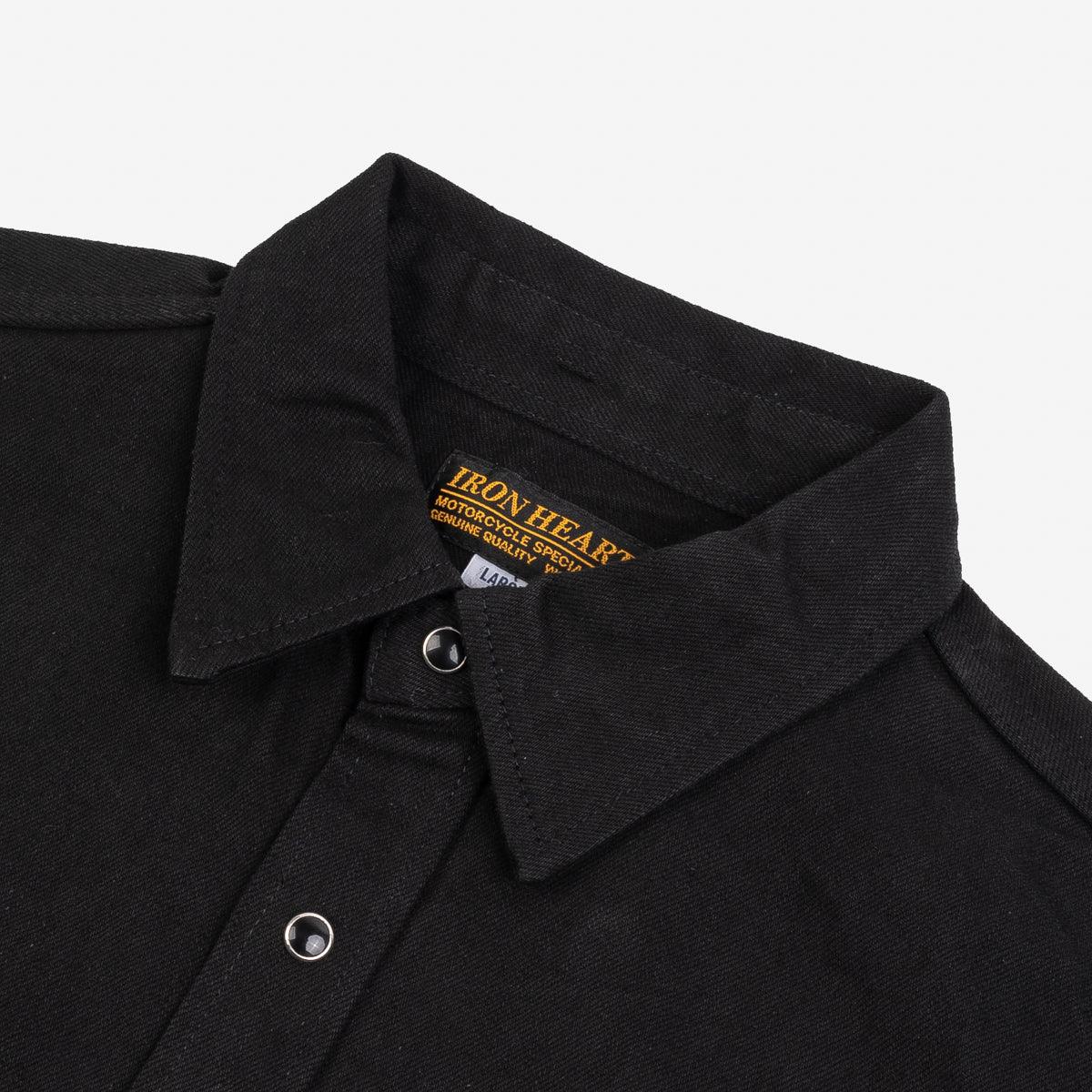 IHSH-338-BLK - 12oz Selvedge Denim Work Shirt With Snaps - Black/Black