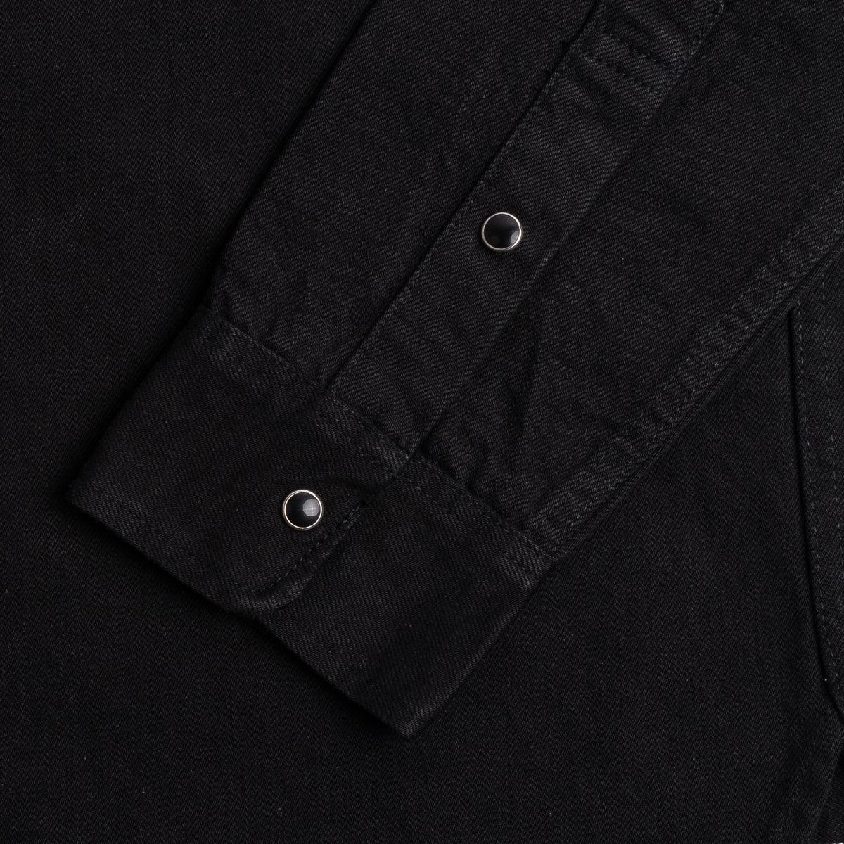 IHSH-338-BLK - 12oz Selvedge Denim Work Shirt With Snaps - Black/Black