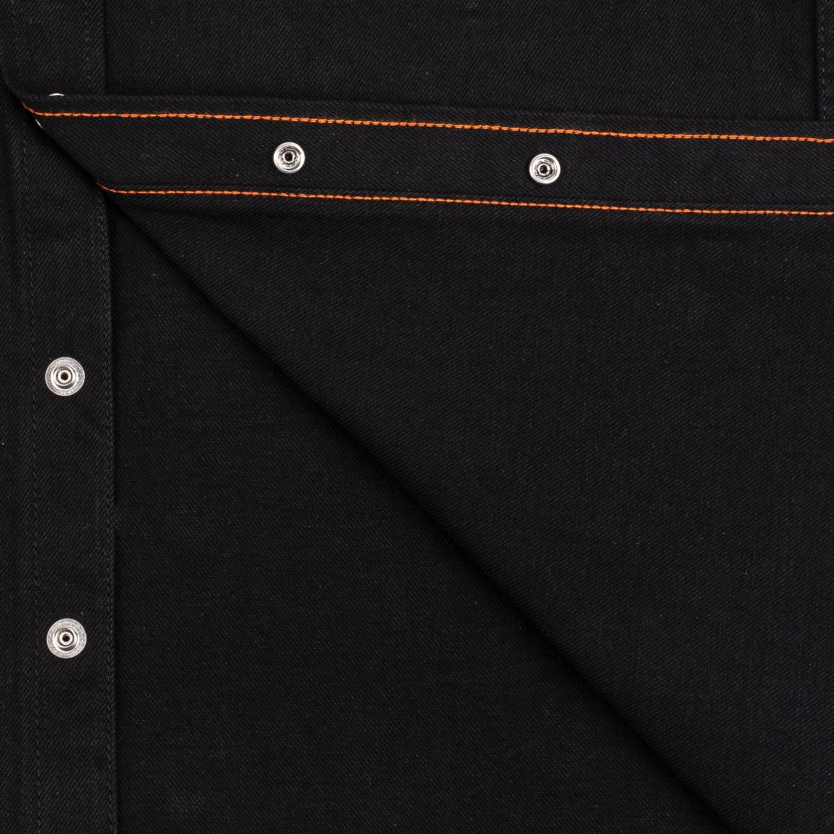 IHSH-338-BLK - 12oz Selvedge Denim Work Shirt With Snaps - Black/Black