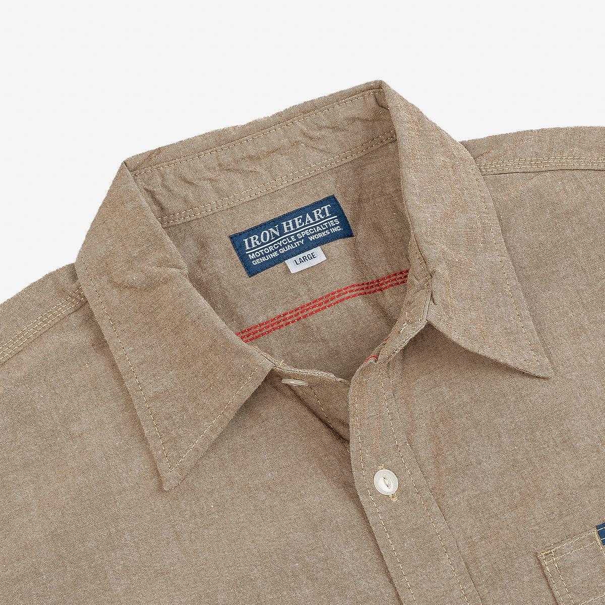 IHSH-344-KHA - 10oz Selvedge Chambray Work Shirt - Khaki