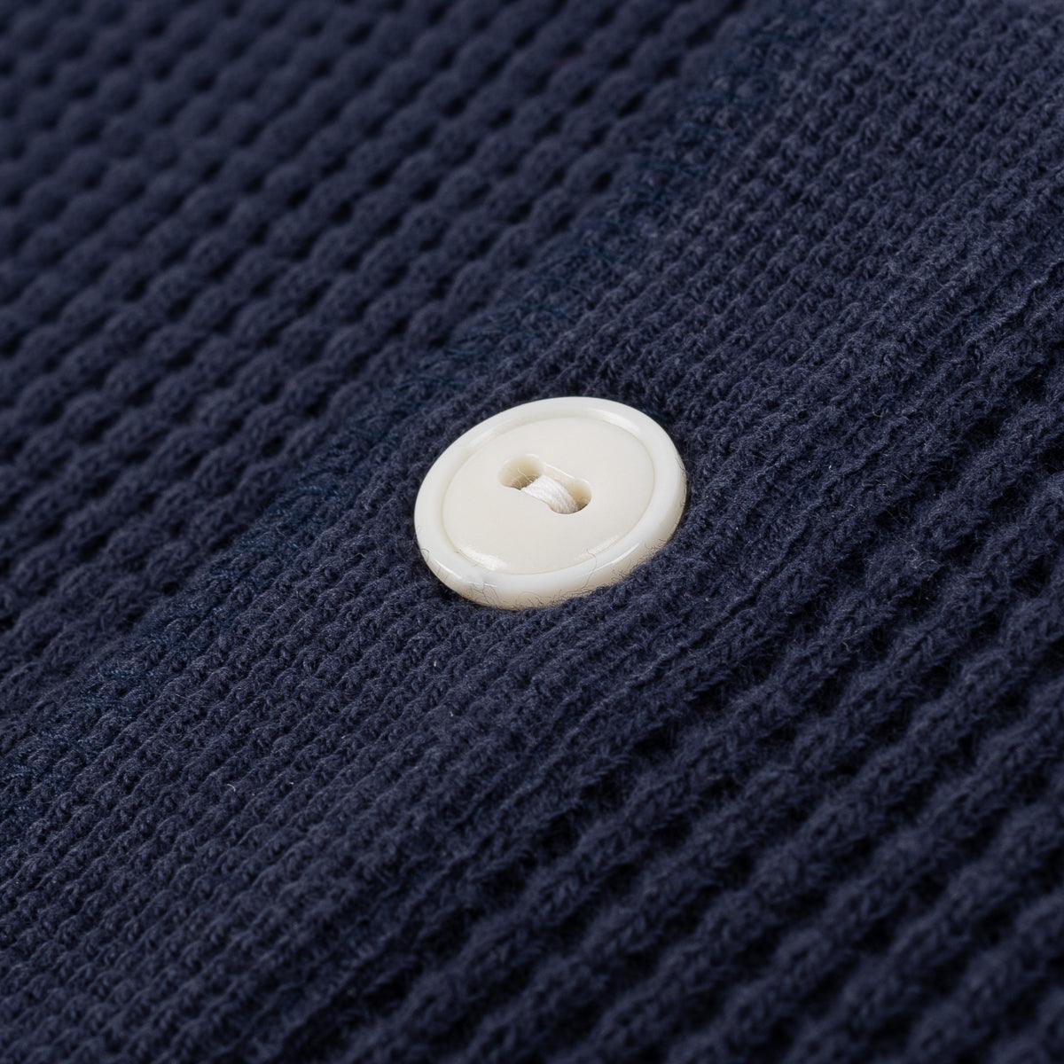 IHTL-1213-NAV - Waffle Knit Long Sleeved Thermal Henley Navy