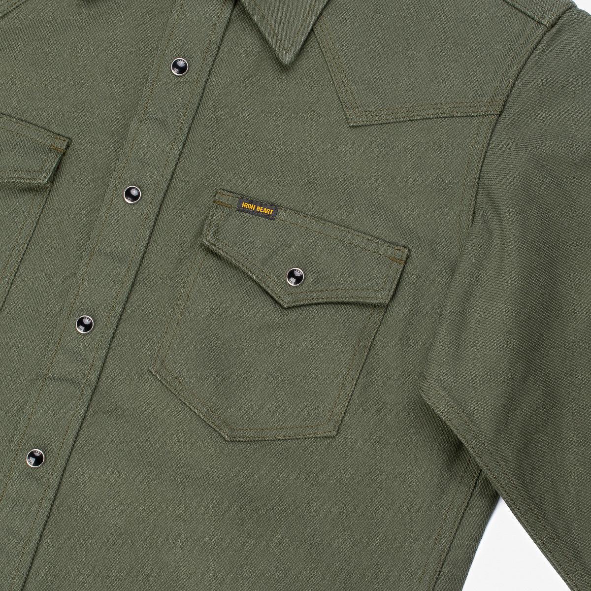 IHSH-235-OLV - 13 oz Military Serge Western Shirt Olive