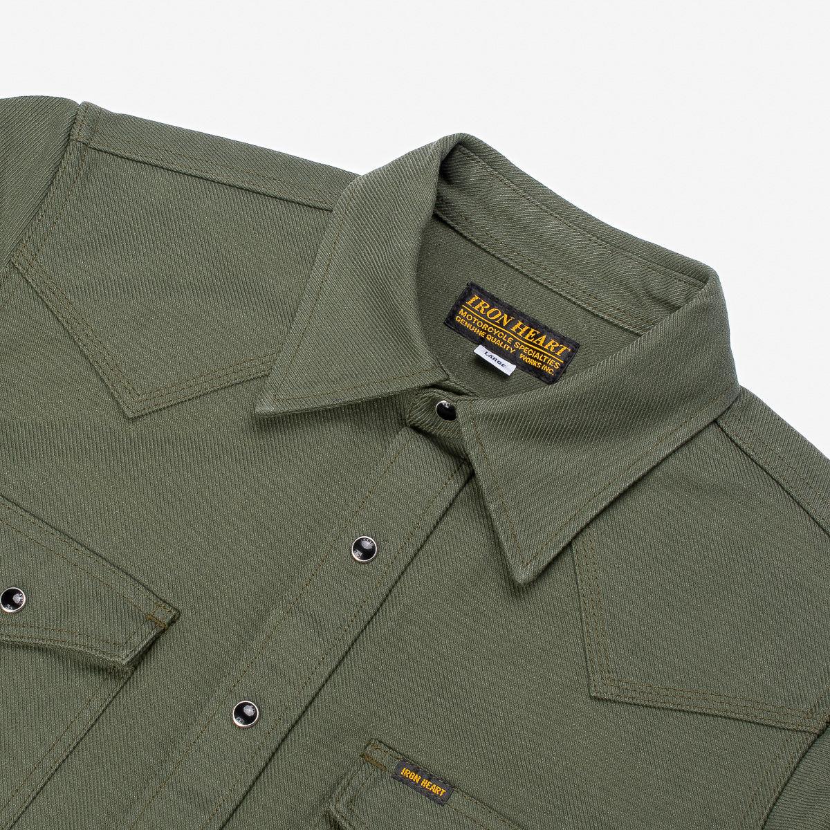 IHSH-235-OLV - 13 oz Military Serge Western Shirt Olive