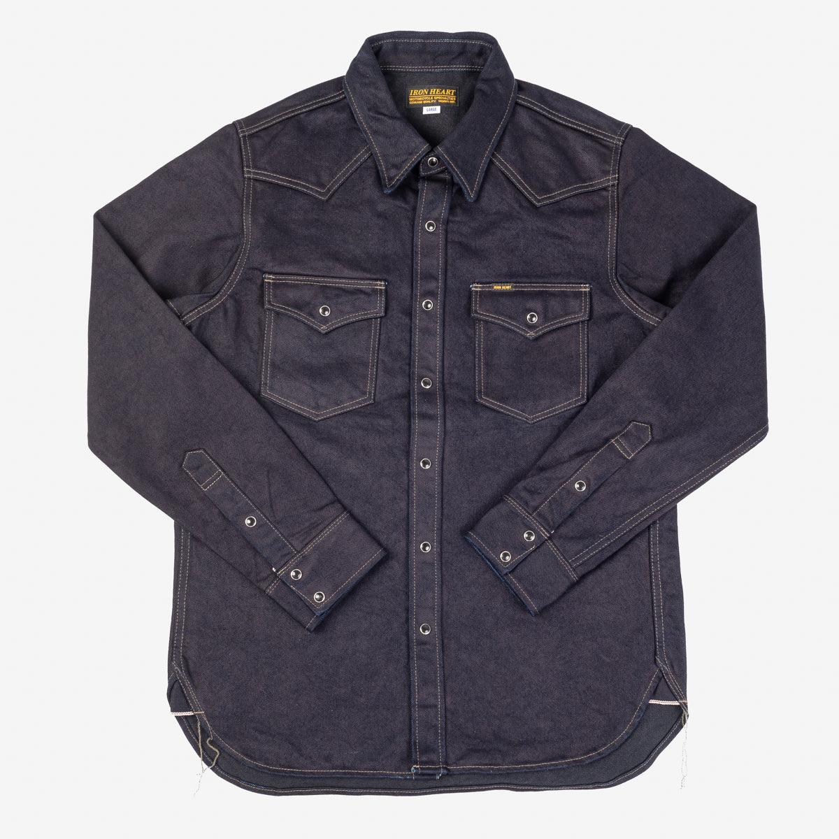 IHSH-295-IB - 14oz Selvedge Denim Western Shirt - Indigo/Black